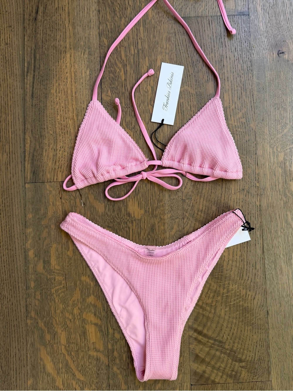 Frankie’s Bikinis Pink Textured Bikini Set